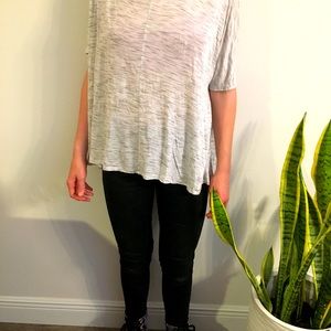 Forever 21 Loose Fit White & Grey Stripe Shirt